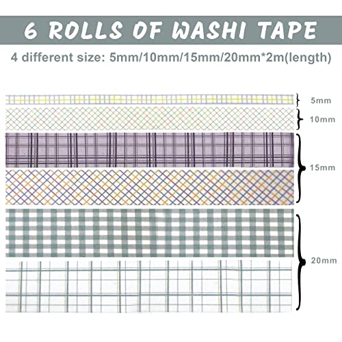 Lakeer Grid Series Washi Tape (Pack of 6) | Tapes for Scrapbooking, DIY Craft, Decoration, Gift Wrapping, etc, (Medium Turquoise) - Image 5