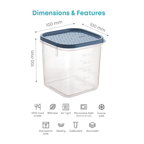 All Time Polka Plastic Storage Container Set of 4 (600ml Each) | BPA-Free, Airtight Kitchen Containers – Stackable, Food Grade - Image 4