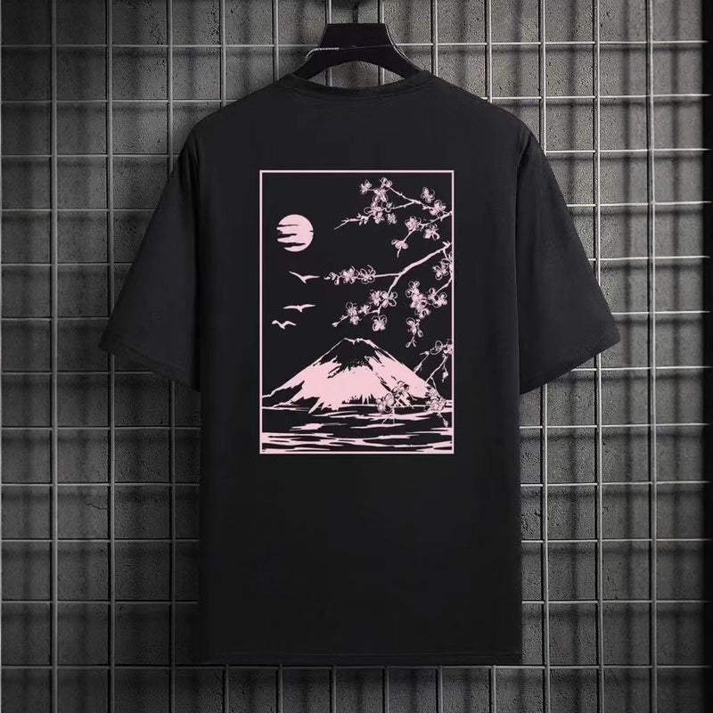Tokyo Fuji Mountain Printed T-Shirt Short Sleeve Top Men'S And Women'S Casual Fashion T-Shirt - Image 1