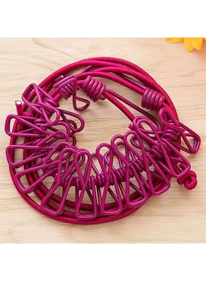 Black Portable Travel Clothesline with Elastic Windproof Hangers Foldable Drying Rack - Image 5