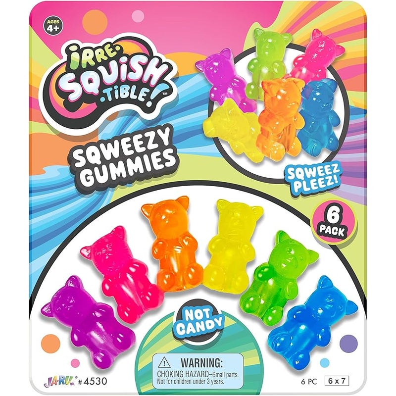 Ja-Ru Mini Gummi Bears Pencil Toppers for Kids (1 Pack, 6 Bears Each) Mochi Squishy Toys. Stress Relief Fidget Toys. Bulk Party Favors & Cool School Supplies. 4530-1s - Image 1
