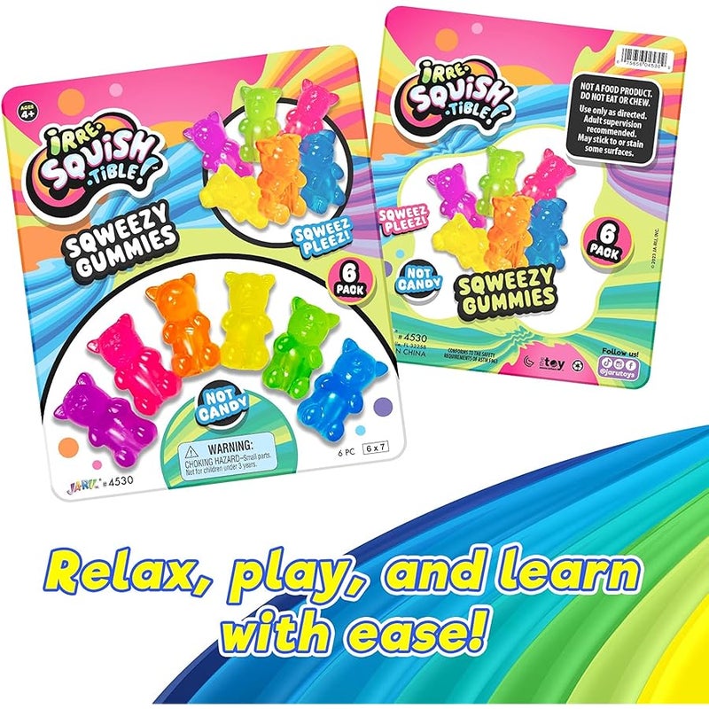 Ja-Ru Mini Gummi Bears Pencil Toppers for Kids (1 Pack, 6 Bears Each) Mochi Squishy Toys. Stress Relief Fidget Toys. Bulk Party Favors & Cool School Supplies. 4530-1s - Image 2