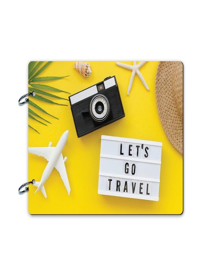 100yellow® Lets Go Travel -2 Printed Wooden Photo Album Scrapbook to capture Travel & Adventure Memories| 40 A4 pages | Size : 21 cm x 29.5 cm |Yellow - Image 1