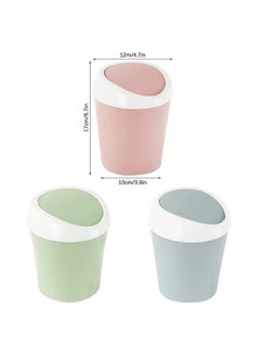 SITAKE SITAKE Mini Swing Lid Desktop Trash Can, Blue + Green + Pink, Plastic, 3 Colors, 180 Count  - Image 2