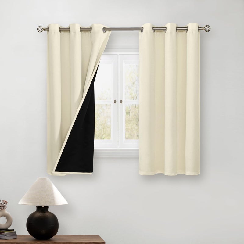 BGment بئسة قصيرة 100 ٪ الستائر لقطات التعتيم لغرفة النوم الحرارية المعزولة كفاءة الطاقة الكفاءة ضوضاء تقليل الستائر جروميت 54 بوصة مع بطانة للنافذة الصغيرة 2 لوحات كل 42 بوصة - Image 1