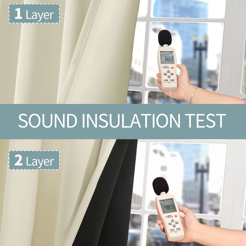 BGment بئسة قصيرة 100 ٪ الستائر لقطات التعتيم لغرفة النوم الحرارية المعزولة كفاءة الطاقة الكفاءة ضوضاء تقليل الستائر جروميت 54 بوصة مع بطانة للنافذة الصغيرة 2 لوحات كل 42 بوصة - Image 5