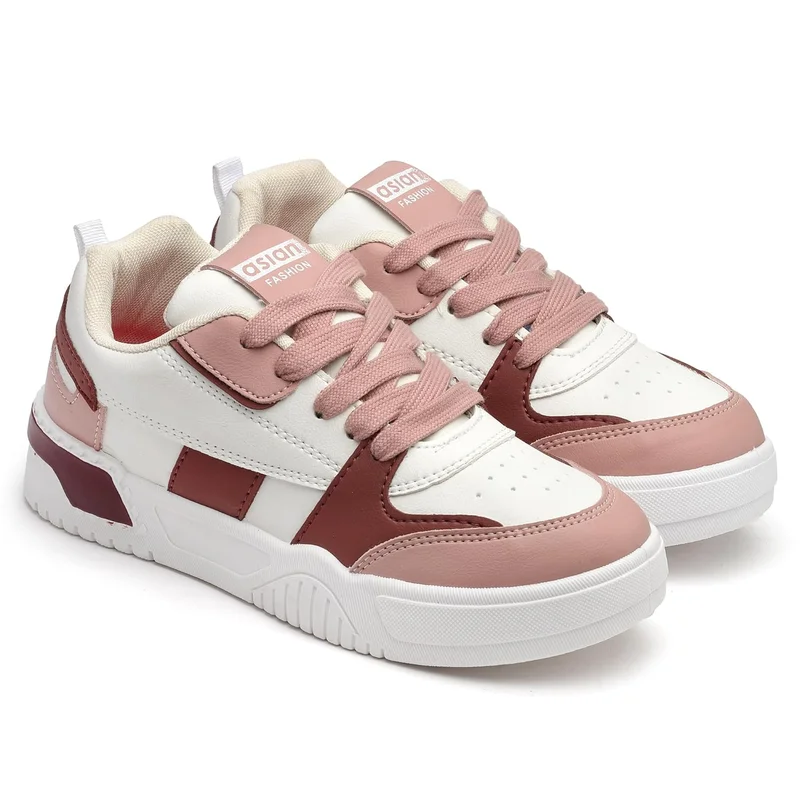 Asian Casual Sneakers in Cream Mauve for Women