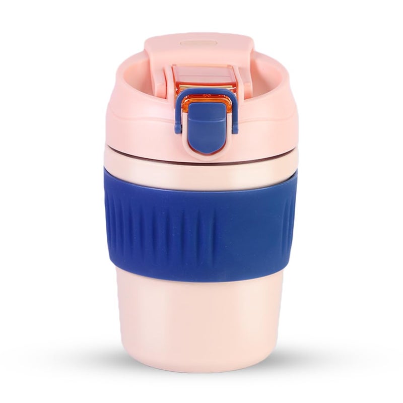 Attro Punch Coffee Travel Cup Insulated Vacuum Cup Comes with Two Convenient Drinking Options AntiSkid Bottom Stylish Functional Travel Friendly Ideal for Office Outdoor350ml Peaches Pink - Image 1