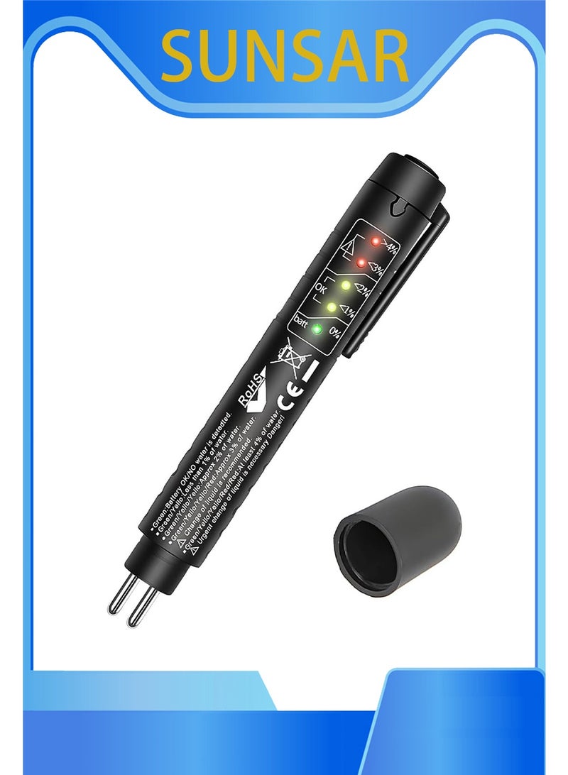 SUNSAR Brake Fluid Liquid Tester Pen, DOT 3 DOT 4 DOT 5.1 Brake Fluid Liquid Tester Pen, Car Diagnostic Testing Tool with 5 LED Indicators, Hydraulic Fluid Liquid Oil Moisture Analyzer - Image 1