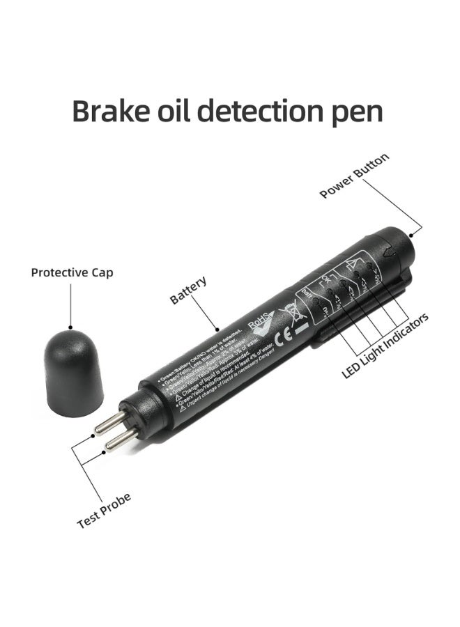 SUNSAR Brake Fluid Liquid Tester Pen, DOT 3 DOT 4 DOT 5.1 Brake Fluid Liquid Tester Pen, Car Diagnostic Testing Tool with 5 LED Indicators, Hydraulic Fluid Liquid Oil Moisture Analyzer - Image 4