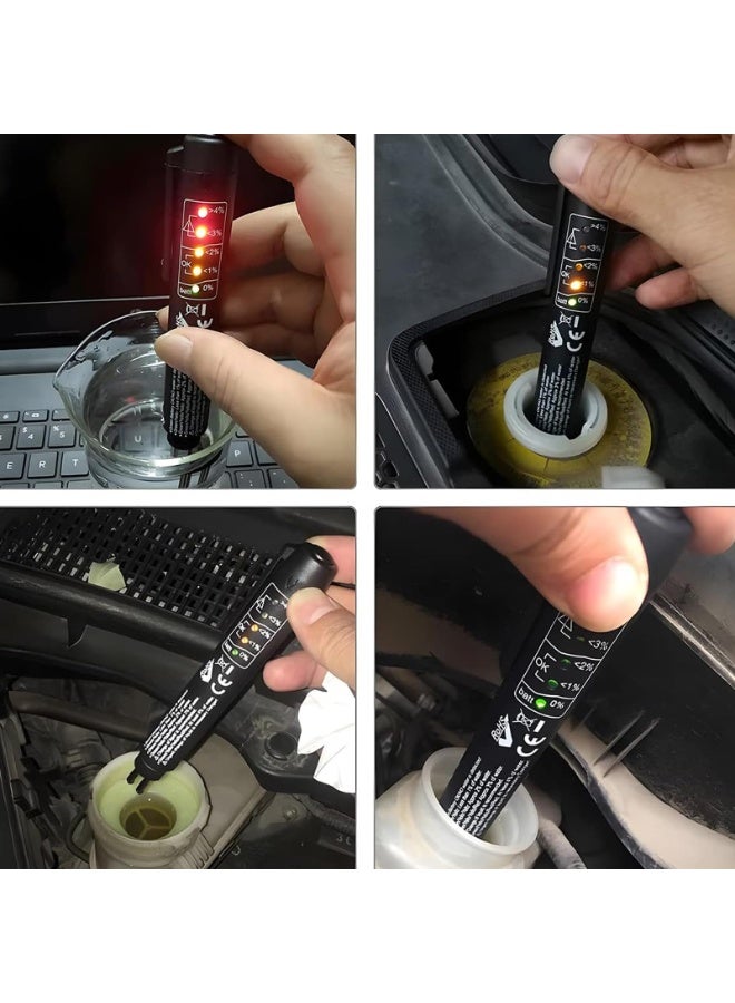 SUNSAR Brake Fluid Liquid Tester Pen, DOT 3 DOT 4 DOT 5.1 Brake Fluid Liquid Tester Pen, Car Diagnostic Testing Tool with 5 LED Indicators, Hydraulic Fluid Liquid Oil Moisture Analyzer - Image 3