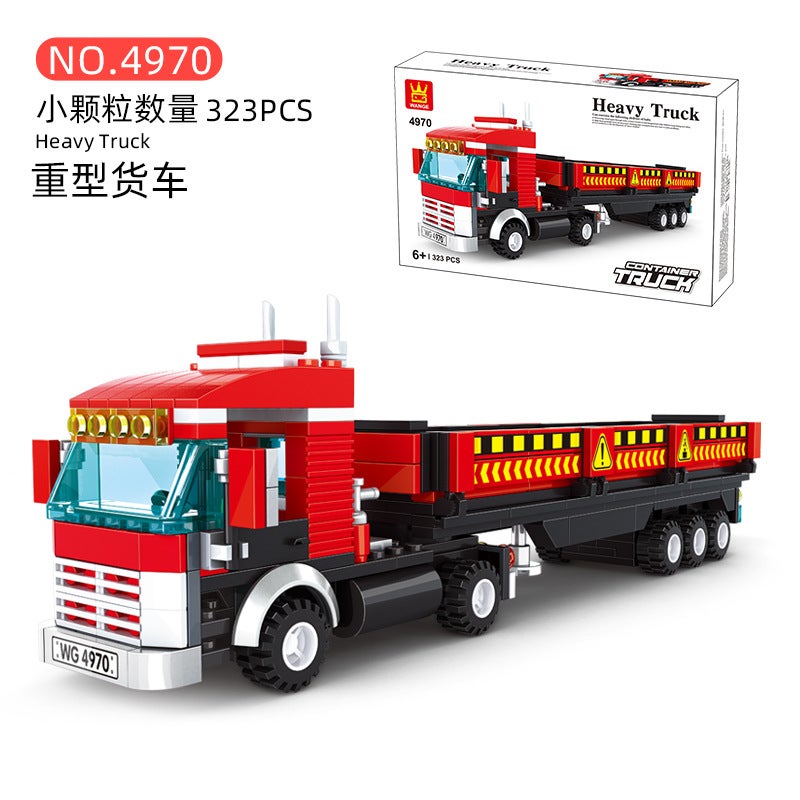 Wanger 3970-5971 Transportation Small Particle Car Building Blocks Diy Toys Border Building Blocks Toy Bus - Image 1