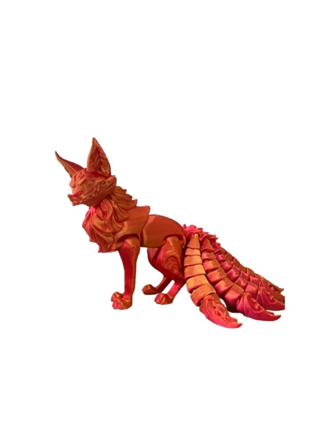 Generic - 3d Printing Nine-tailed Fox Model Toy Multi-joint Movable Da Ji White Fox Wagging Tail Landscaping Ornaments Educational Gifts-Color:Candy Color (random) - Image 1