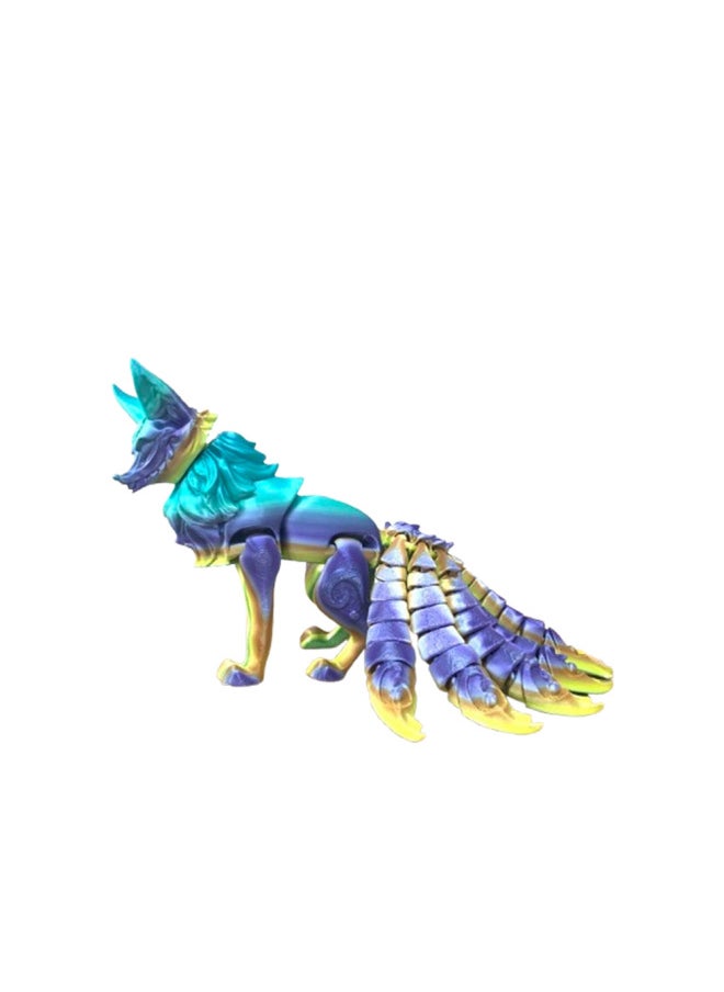 Generic - 3d Printing Nine-tailed Fox Model Toy Multi-joint Movable Da Ji White Fox Wagging Tail Landscaping Ornaments Educational Gifts-Color:Candy Color (random) - Image 1