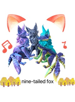 3d Printing Nine-tailed Fox Model Toy Multi-joint Movable Da Ji White Fox Wagging Tail Landscaping Ornaments Educational Gifts-Color:Candy Color (random)