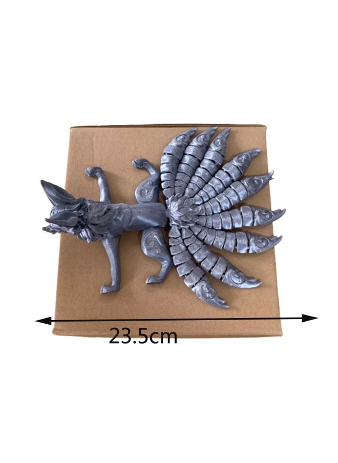 Generic - 3d Printing Nine-tailed Fox Model Toy Multi-joint Movable Da Ji White Fox Wagging Tail Landscaping Ornaments Educational Gifts-Color:Candy Color (random) - Image 1