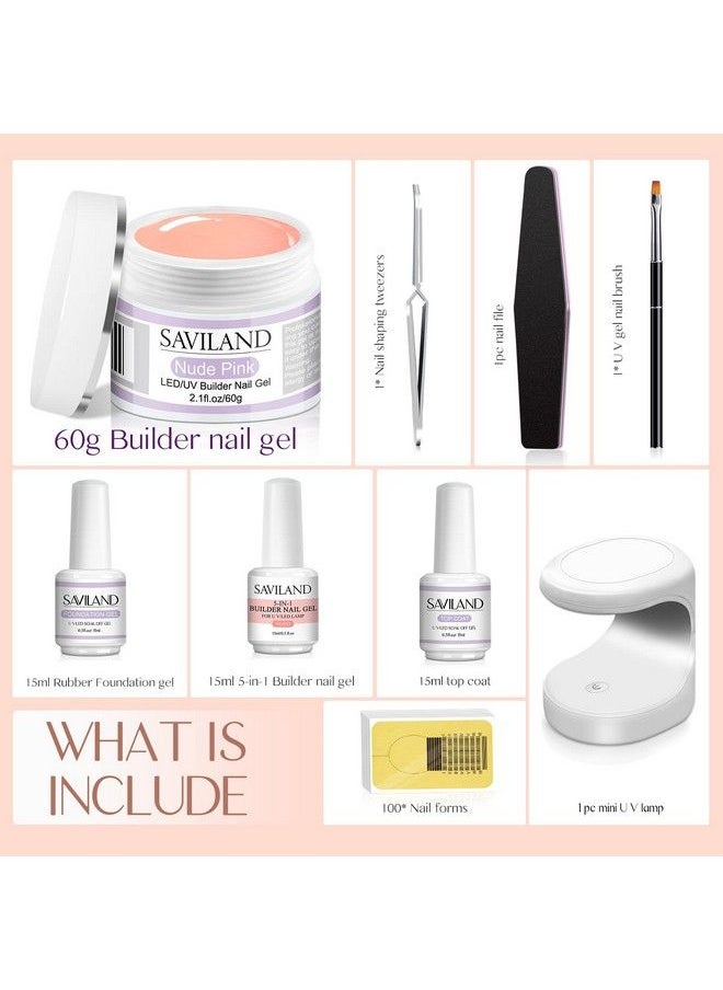 Saviland - Builder Nail Gel Kit  Nudes 5In1 Builder Base Gel & Nudes Hard Gel For Nail Strengthen And Nail Repair Nail Extension Gel Kit For Home Diy - Image 1