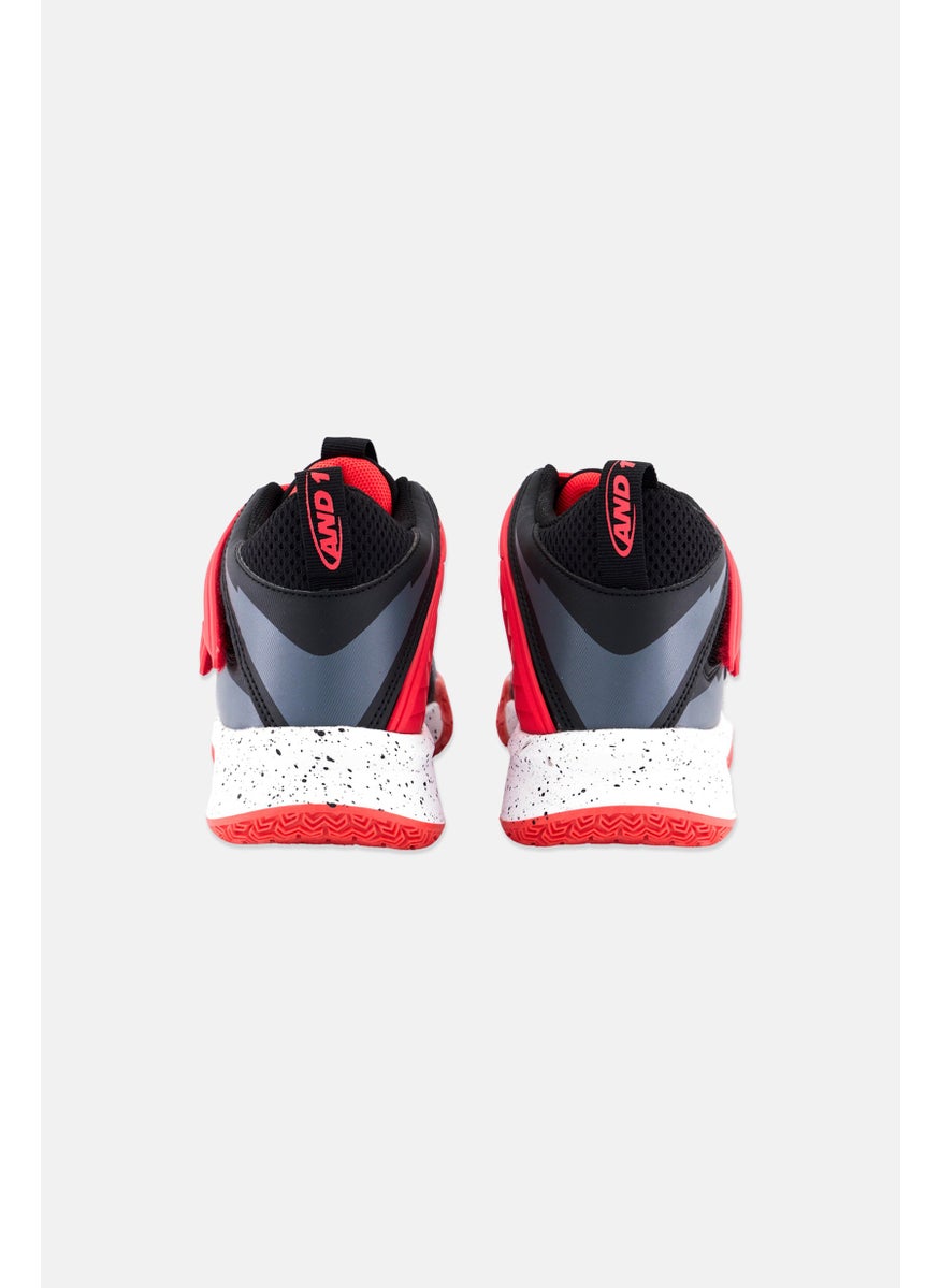 And1 Kids Boy Ballistic Velcro Closure Training Shoes, Black/Red Combo  - Image 2