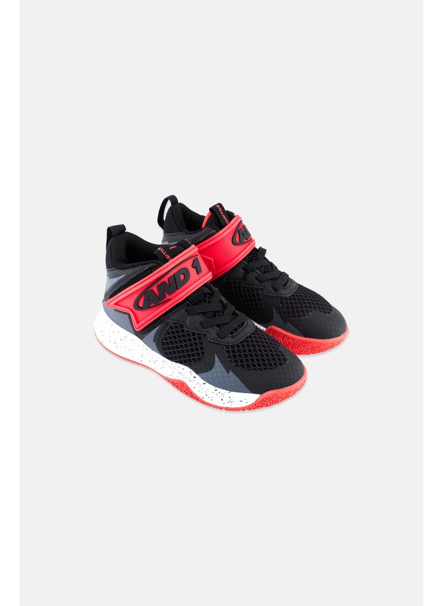 And1 Kids Boy Ballistic Velcro Closure Training Shoes, Black/Red Combo  - Image 1