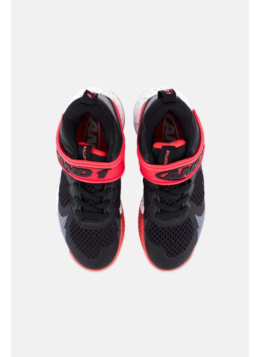 And1 Kids Boy Ballistic Velcro Closure Training Shoes, Black/Red Combo  - Image 3