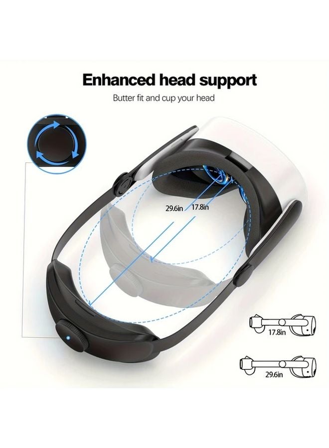 Meta Quest 3S Head Strap Black Enhanced Comfort Support Retractable Strap for VR Gaming - Image 2