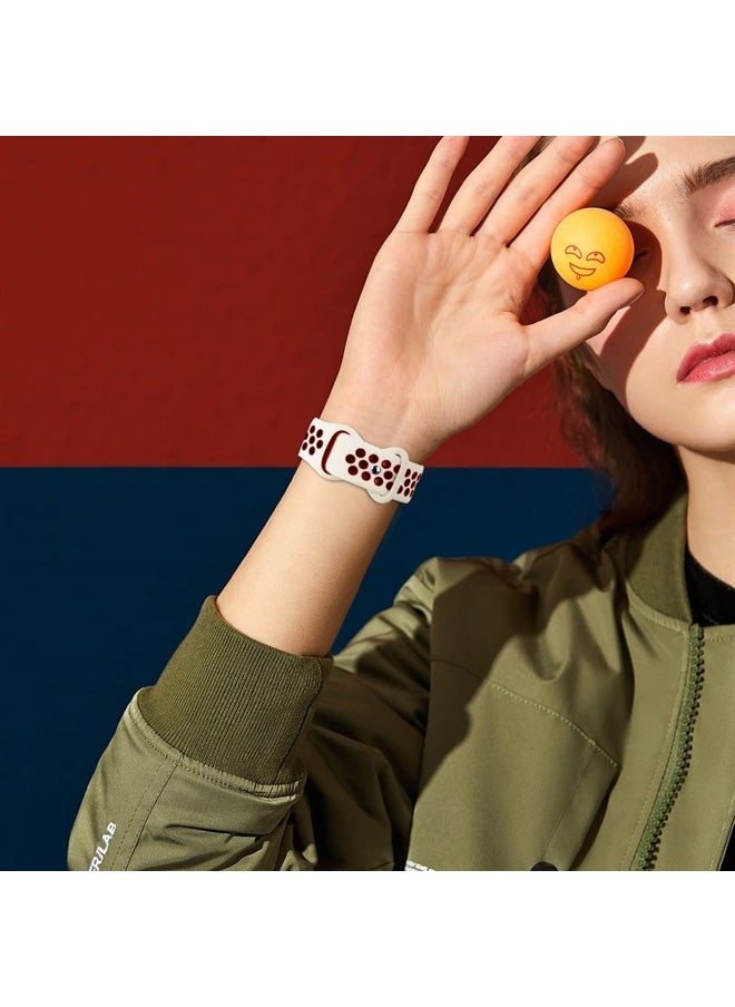 SVISVIPA - Sport Bands Compatible for Apple Watch Bands 38mm 40mm 41mm, Soft Silicone Sport Women Men Replacement Strap Compatible with iWatch Ultra & SE & Series 8/7/6/5/4/3/2/1,Starlight Winered - Image 1