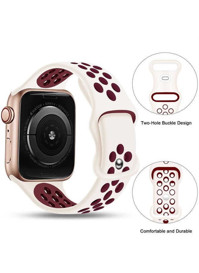 SVISVIPA - Sport Bands Compatible for Apple Watch Bands 38mm 40mm 41mm, Soft Silicone Sport Women Men Replacement Strap Compatible with iWatch Ultra & SE & Series 8/7/6/5/4/3/2/1,Starlight Winered - Image 1