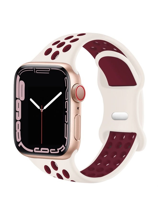 SVISVIPA - Sport Bands Compatible for Apple Watch Bands 38mm 40mm 41mm, Soft Silicone Sport Women Men Replacement Strap Compatible with iWatch Ultra & SE & Series 8/7/6/5/4/3/2/1,Starlight Winered - Image 1