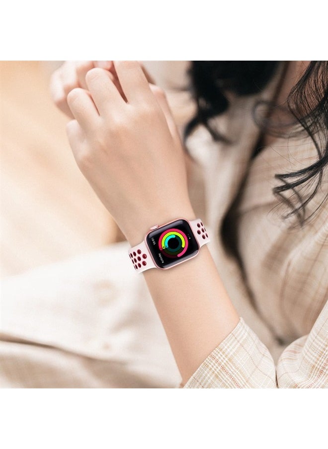 SVISVIPA - Sport Bands Compatible for Apple Watch Bands 38mm 40mm 41mm, Soft Silicone Sport Women Men Replacement Strap Compatible with iWatch Ultra & SE & Series 8/7/6/5/4/3/2/1,Starlight Winered - Image 1