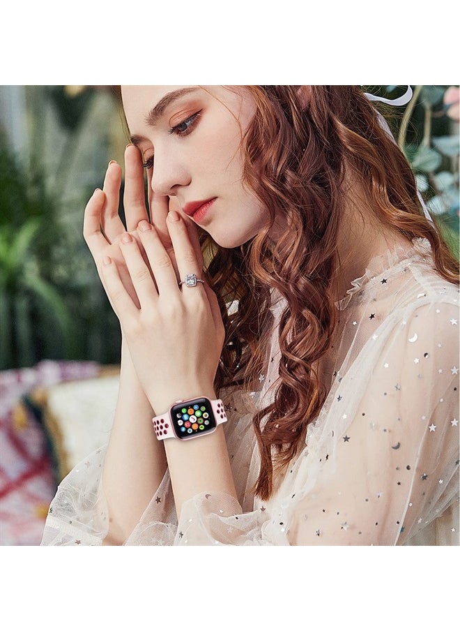SVISVIPA - Sport Bands Compatible for Apple Watch Bands 38mm 40mm 41mm, Soft Silicone Sport Women Men Replacement Strap Compatible with iWatch Ultra & SE & Series 8/7/6/5/4/3/2/1,Starlight Winered - Image 1