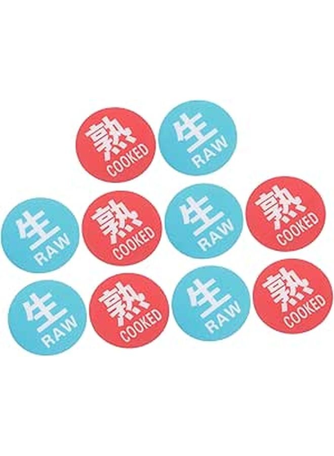 10 Pack Plastic Food Safety Labels for Raw and Cooked Food Separation Reusable Kitchen Decals - Image 1