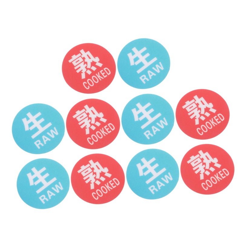 10 Pack Plastic Food Safety Labels for Raw and Cooked Food Separation Reusable Kitchen Decals - Image 2