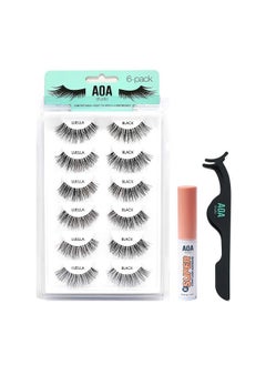 AOA STUDIO 6 Pairs Luella Natural Handmade False Eyelashes With Glue And Tweezer Reusable Fake Eyelashes 100 Percent Handmade Cruelty Free  - Image 1