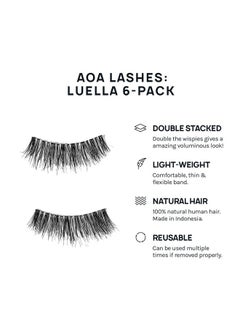 AOA STUDIO 6 Pairs Luella Natural Handmade False Eyelashes With Glue And Tweezer Reusable Fake Eyelashes 100 Percent Handmade Cruelty Free  - Image 2