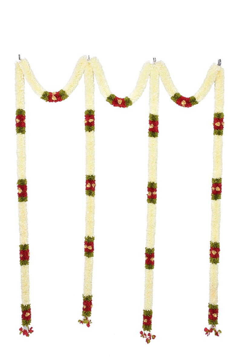 Daedal crafters Off White Thoma Flower Back Drops with Semi Circles Elegant Decorative Backdrop for Festivals, Weddings & Pooja Décor 150cm - Image 5