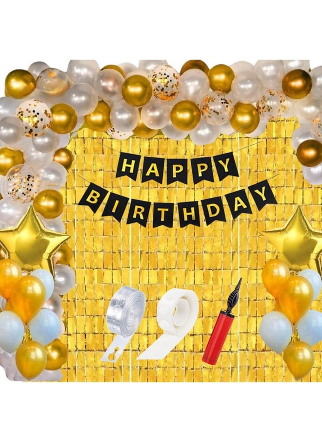 هونج كونج بالونز مجموعة زينة عيد الميلاد من HK Balloons مكونة من 63 قطعة، مجموعة لافتة عيد ميلاد سعيد، مجموعة قوس بالونات مع مضخة بالونات قصاصات ورقية وستائر مربعة، مجموعة زينة عيد الميلاد للأولاد والبنات والزوج بطابع ذهبي  - Image 1
