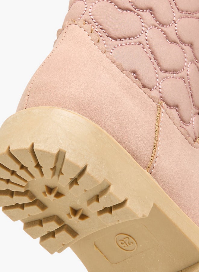 JUNIORS Heart Quilted Boots with Zip Closure - Image 5