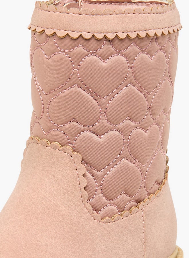 JUNIORS Heart Quilted Boots with Zip Closure - Image 4