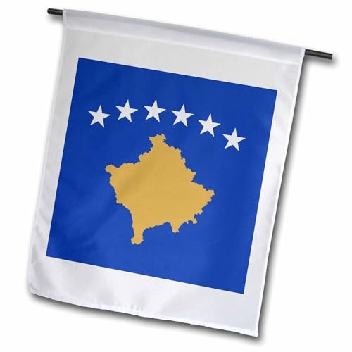 3dRose fl_158350_1 Flag of Kosovo - Blue with 6 White Stars - Gold Country Shape Map - Countries of The World Flag's Garden Flag, 12 by 18-Inch - Image 4