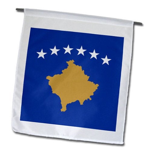 3dRose fl_158350_1 Flag of Kosovo - Blue with 6 White Stars - Gold Country Shape Map - Countries of The World Flag's Garden Flag, 12 by 18-Inch - Image 3