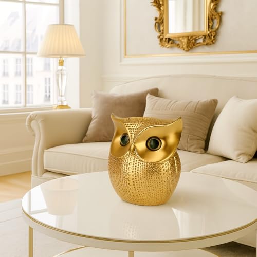 Xtore® Modern Classy Lucky Owl Resin Art Figure Showpiece (Golden), 1 Piece - Image 1