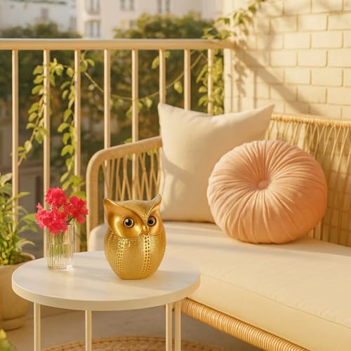 Xtore® Modern Classy Lucky Owl Resin Art Figure Showpiece (Golden), 1 Piece - Image 5