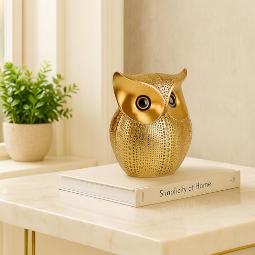 Xtore® Modern Classy Lucky Owl Resin Art Figure Showpiece (Golden), 1 Piece - Image 3