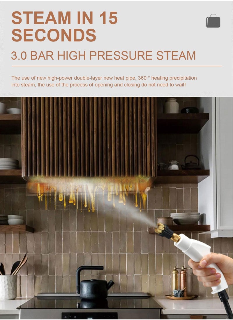 ET-LIFE - Steam Cleaner, 2500 W, 3 Bar Steam Pressure, 1.1L, 6 Steam Settings, High Temperature Kills 99.99% of Viruses & Bacteria TC-SC-001 White - Image 1