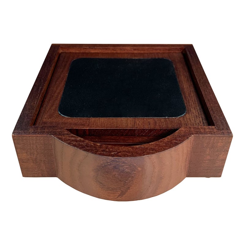 Dacasso Walnut and Leather 4 Coaster Set
