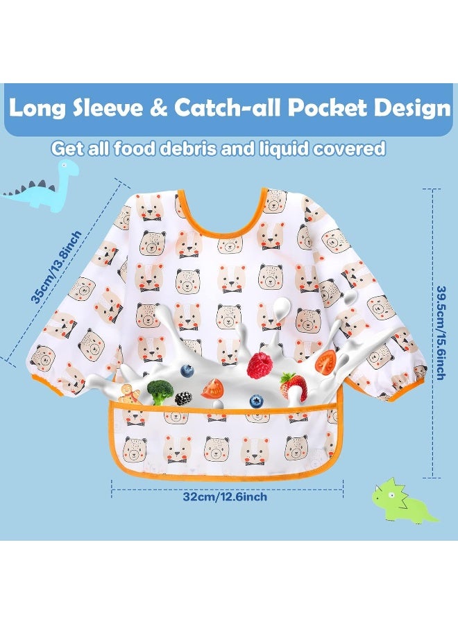 Lictin Long Sleeve Bibs 5 Pack - Baby Bibs for Girl or Boy, Reusable Infant for Feeding Teething or Weaning - Image 3