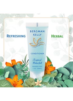BERGMAN KELLY BERGMAN KELLY Hotel Toiletries Bundle (Tropical Waterfall, 1 oz each, 125 Pieces) 5-Piece Set: 25 each Round Bar Soap, Shampoo, Conditioner, Body Lotion & Body Wash - Bulk Mini Guest Amenities  - Image 4