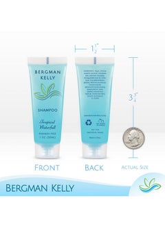 BERGMAN KELLY BERGMAN KELLY Hotel Toiletries Bundle (Tropical Waterfall, 1 oz each, 125 Pieces) 5-Piece Set: 25 each Round Bar Soap, Shampoo, Conditioner, Body Lotion & Body Wash - Bulk Mini Guest Amenities  - Image 3