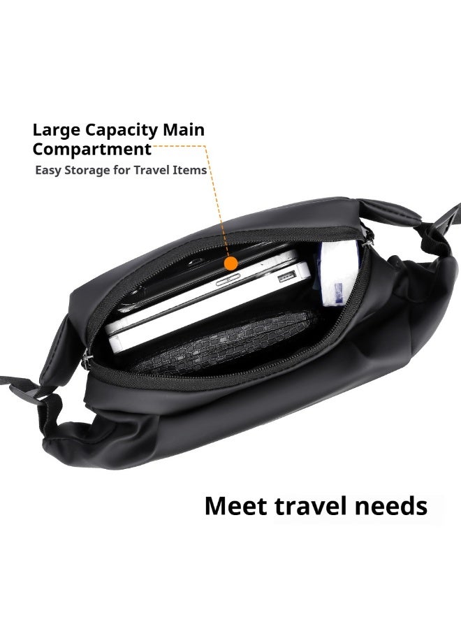 ويكسر حقيبة كتف رجالية، حقيبة رياضية كاجوال عصرية، حقيبة خصر للجري للنساء والرجال، حقيبة خصر متقاطعة مع حزام كتف قابل للتعديل، حقيبة ظهر سوداء 21*6*11 سم - Image 4