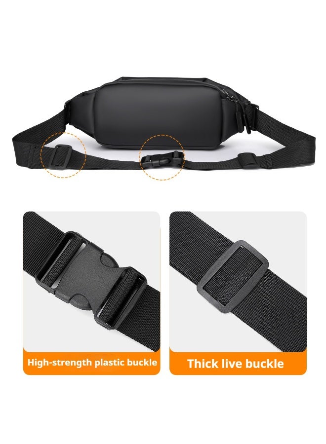 ويكسر حقيبة كتف رجالية، حقيبة رياضية كاجوال عصرية، حقيبة خصر للجري للنساء والرجال، حقيبة خصر متقاطعة مع حزام كتف قابل للتعديل، حقيبة ظهر سوداء 21*6*11 سم - Image 3